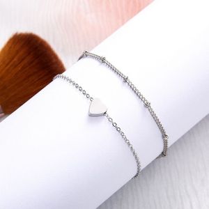 2 Sets Women Minimalist Small Love sharp Link Chain Bracelets(silver)
