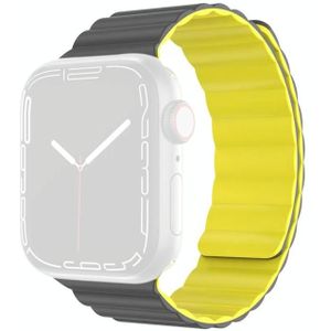 Mutal Moran Series Vloeibare Siliconen Magnetische Riem Horlogeband voor Apple Watch Series 7 41mm / 6 & SE & 5 & 4 40mm / 3 & 2 & 1 38mm (grijs + geel)