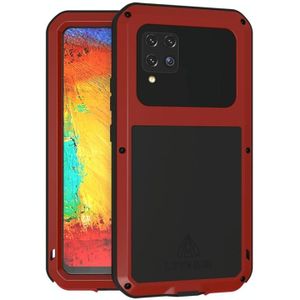 For Samsung Galaxy A42 LOVE MEI Metal Shockproof Waterproof Dustproof Protective Case with Glass(Red)