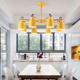 Living Room Super Bright Simple Modern Atmosphere Home Restaurant Bedroom Lamp Macaron Ceiling Lamp  8 Heads (Yellow)