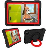 For Amazon Kindle Fire HD8 (2020) PC + Silicone Shockproof Combination Case with 360 Degree Rotating Holder & Handle(Black + Red)