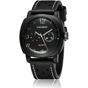 CAGARNY 6833 Fashionable Quartz Five Needles Sport Wrist Watch with Leather Band for Men