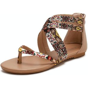 Dames Zomer Sandalen Bohemian Stlye Casual All-Match Flat Shoes  Maat: 42 (Abrikoos)