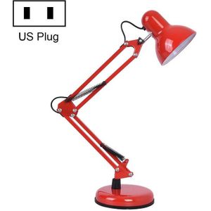 Wrought Iron Children Learning Desk Lamp Folding LED Eye Protection Lamp  US Plug  Size: 60cm(Red )