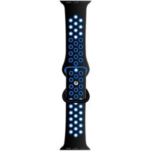 Butterfly Buckle Dual-tone Liquid Silicone Replacement Watchband For Apple Watch Series 6 & SE & 5 & 4 40mm / 3 & 2 & 1 38mm(Black+Sky Blue)