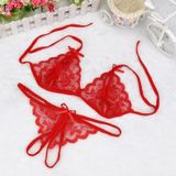 3 PCS Lady Lotion Open Sexy Lace Three-Point Erotic Lingerie Open Panties Temptation Set(Black)