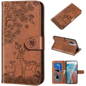 For Xiaomi Redmi Note 10 Pro Sika Deer Embossing Pattern Horizontal Flip PU Leather Case with Holder & Card Slot & Wallet & Photo Frame(Brown)