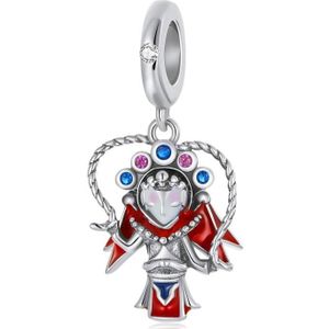 S925 Sterling Silver Sichuan Opera Dolls Hanger DIY Armband Necklace Accessoires