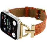D-gesp Cocodile lederen horlogeband voor Apple Watch Series 8&7 41mm / SE 2&6&SE&5&4 40mm / 3&2&1 38mm
