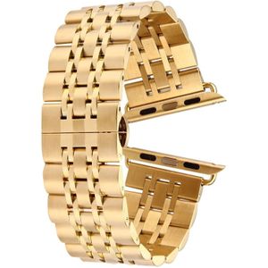 For Apple Watch 38mm Hidden Butterfly Buckle 7 Beads Stainless Steel Watchband(Gold)