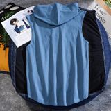 Casual Sleeveless T-shirt Hooded Vest Loose Cotton Waistcoat Sports Vest (Color:White Size:L)