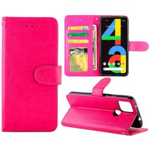 For Google Pixel 4a 5G Crazy Horse Texture Leather Horizontal Flip Protective Case with Holder & Card Slots & Wallet & Photo Frame(Rose Red)