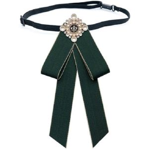 Unisex parel Bow-knoop doek Bow tie broche kleding accessoires  stijl: stropdas riemen versie (Army Green)