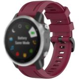 For Garmin Fenix 6S 20mm Quick Release Official Texture Wrist Strap Watchband with Plastic Button(Wine Red)