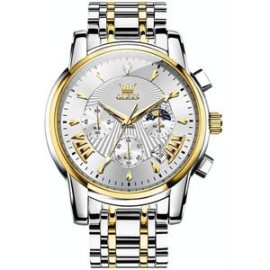OLEVS 2892 Heren multifunctioneel zakelijk waterdicht quartz horloge (wit + goud)