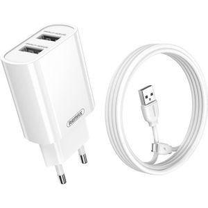 REMAX RP-U35 Jane Series 2.1A Dual USB Port Fast Charger Set  Cable:8 Pin(EU Plug)