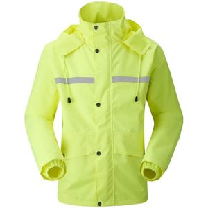 Durable Reflective Motorcycle Split Raincoat Pants Riding Bicycle Electric Bike Windproof Waterproof Rain Wear for Adult  Size: 2XL(Fluorescent Yellow)