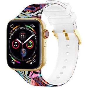 Vierkante gesp kleurendruk horlogeband voor Apple Watch Series 7 45 mm / 6 & SE & 5 & 4 44 mm / 3 & 2 & 1 42 mm (Zebra)
