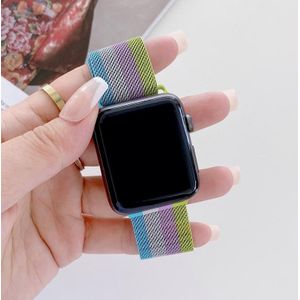 Four-colors Milanese Replacement Strap Watchband For Apple Watch Series 7 & 6 & SE & 5 & 4 44mm  / 3 & 2 & 1 42mm(Blue Silver Pink Green)
