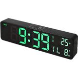 6625D LED Digitale Wekker Lichtgevende Desktop Timer Temperatuur Display Wekker (Black Shell Green Light)