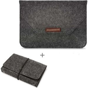 Portable Air Permeable Felt Sleeve Bag for MacBook Laptop  with Power Storage Bag  Size:13 inch(Black)