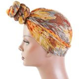 3 PCS Tie-Dye Ball Turban Hat Ethnic Style Knotted Hat Ladies Scarf Wrap Head Hat(Black)