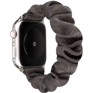 Voor Apple Watch Series 5 & 4 40mm / 3 & 2 & 1 38mm Doek + Roestvrijstalen haarring horlogeband(Grijs)