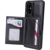 For Samsung Galaxy S20 PU + TPU + PC  Shockproof Back Cover Case with Card Slot & Holder(Black)