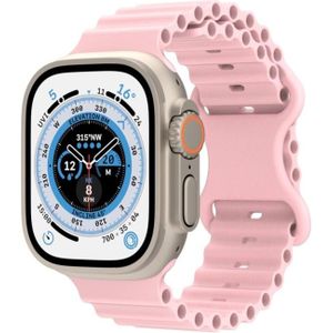 Ocean Style Silicone Watch Band For Apple Watch Series 8&7 41mm / SE 2&6&SE&5&4 40mm / 3&2&1 38mm(Pink)
