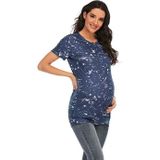 TIME-DYE KORTE MOUWEN T-shirt Plus Size Zwangerschapskleding (Kleur: Blauw Maat: S)
