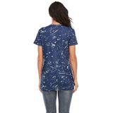 TIME-DYE KORTE MOUWEN T-shirt Plus Size Zwangerschapskleding (Kleur: Blauw Maat: S)