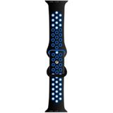 Butterfly Buckle Dual-tone Liquid Silicone Replacement Watchband For Apple Watch Series 6 & SE & 5 & 4 44mm / 3 & 2 & 1 42mm(Black+Sky Blue)