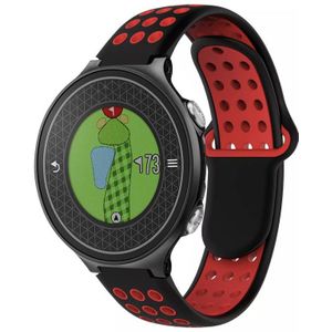 Voor Garmin Approach S6 tweekleurige geperforeerde ademende siliconen horlogeband (zwart + rood)