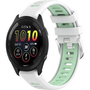 Voor Garmin Forerunner 265 22 mm sport tweekleurige stalen gesp siliconen horlogeband (wit + groenblauw)