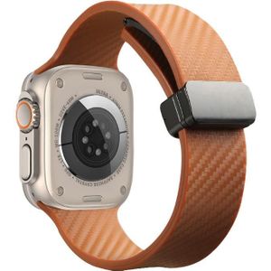 Voor Apple Watch 7 41 mm Koolstofvezelpatroon Magnetische gesp Siliconen horlogeband