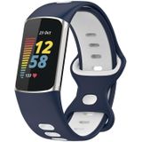 Voor Fitbit Charge 5 Smart Watch Sport Waterdichte tweekleurige siliconen band (blauw wit)