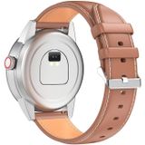R6 1 32 inch rond scherm 2 in 1 Bluetooth-koptelefoon Smart Watch  ondersteuning voor Bluetooth-oproep / gezondheidsbewaking (bruine lederen band)
