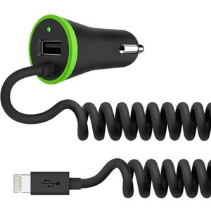 17W 3.4A Mini USB-autolader met 8-pins veerkabel