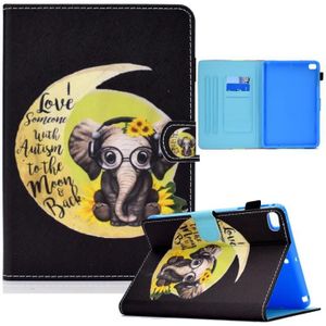 Colored Drawing Horizontal Flip Leather Case with Holder & Card Slots & Sleep / Wake-up Function For iPad mini 5 / 4 / 3 / 2 / 1(Moon Baby Elephant)