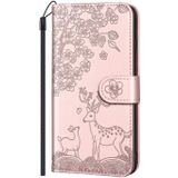 For Samsung Galaxy A40 Sika Deer Embossing Pattern Horizontal Flip PU Leather Case with Holder & Card Slot & Wallet & Photo Frame(Rose Gold)