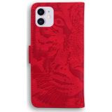 For iPhone 12 / 12 Pro Tiger Embossing Pattern Horizontal Flip Leather Case with Holder & Card Slots & Wallet(Red)