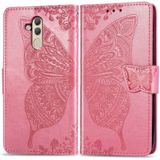 Butterfly Love Flowers Embossing Horizontal Flip Leather Case for Huawei Mate 20 Lite  with Holder & Card Slots & Wallet (Pink)