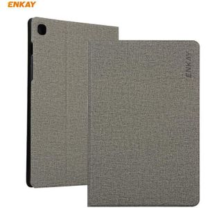 For Samsung Galaxy Tab A7 10.4 2020 T500 / T505 ENKAY Coarse Cloth Pattern PU Leather + TPU Smart Case with Holder & Sleep / Wake-up Function(Grey)