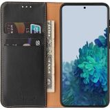 Voor Samsung Galaxy S21+ Fierre Shann PU Genuine Leather Texture Horizontale Flip Lederen kast met Holder & Card Slots & Wallet(Zwart)