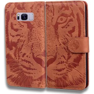 For Samsung Galaxy S8 Tiger Embossing Pattern Horizontal Flip Leather Case with Holder & Card Slots & Wallet(Brown)