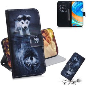 For Xiaomi Redmi Note 9 Pro Colored Drawing Horizontal Flip Leather Case with Holder & Card Slot & Wallet(Wolf and Dog)