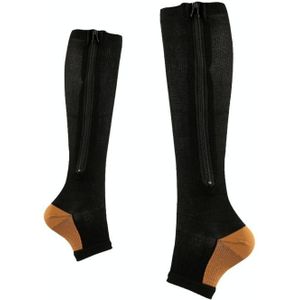 Sportsdruk sokken gecomprimeerde rits sokken  maat: L / XL (Bronze zwart)