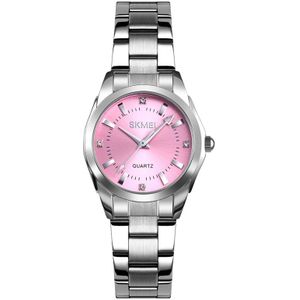 SKmei 1620 Delicate Rhinestone Creative Casual Waterproof Quartz Women Watch Steel Strap Watch(Pink)