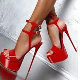 Sexy Nightclub Super High Heels  Size:35(Red)