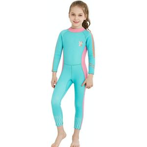 DIVE&SAIL 2.5mm Children Diving Suit One-piece Warm Snorkeling Suit Drifting Sunscreen Swimsuit  Size: XL(Light Blue Pink)